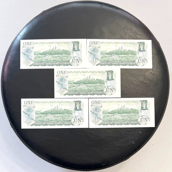 Great Set of Sequential Serial Number Uncirculated Canada 5 x 1973 $1 bills! - Picture 2 of 16